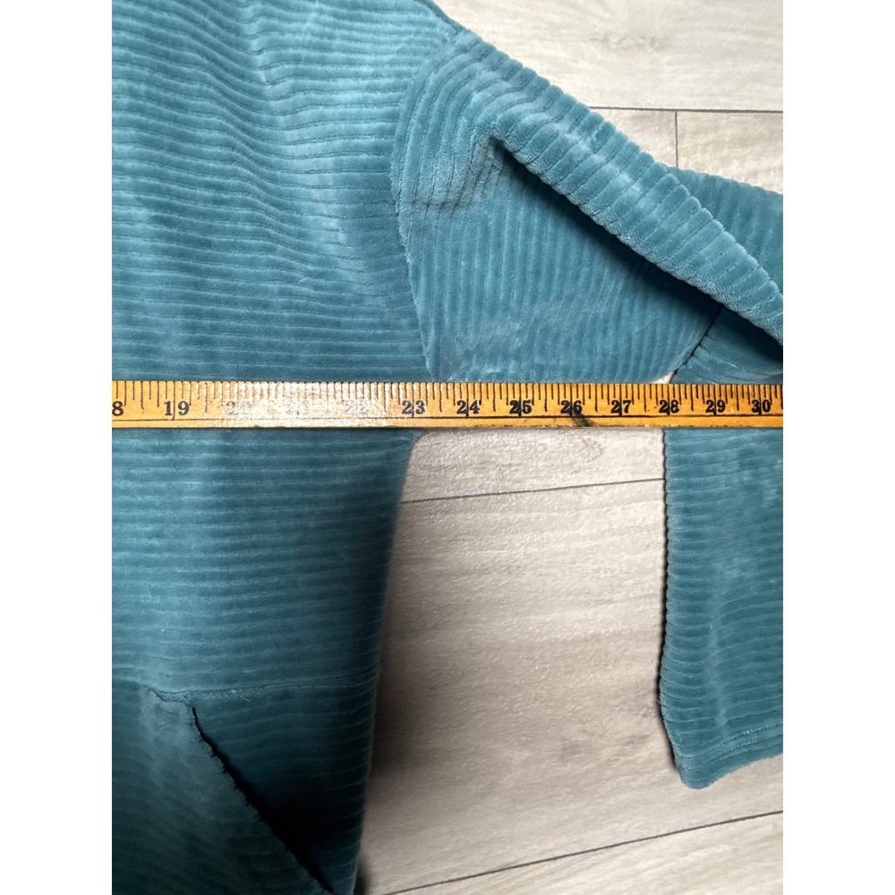 L.L.Bean Teal Ribbed Velour Quarter Zip Pullover Women's Large - Picture 4 of 8